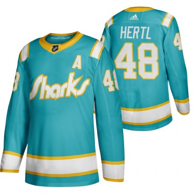 San Jose San Jose Sharks #48 Tomas Hertl Men's Adidas 2020 Throwback Authentic Player NHL Jersey Teal